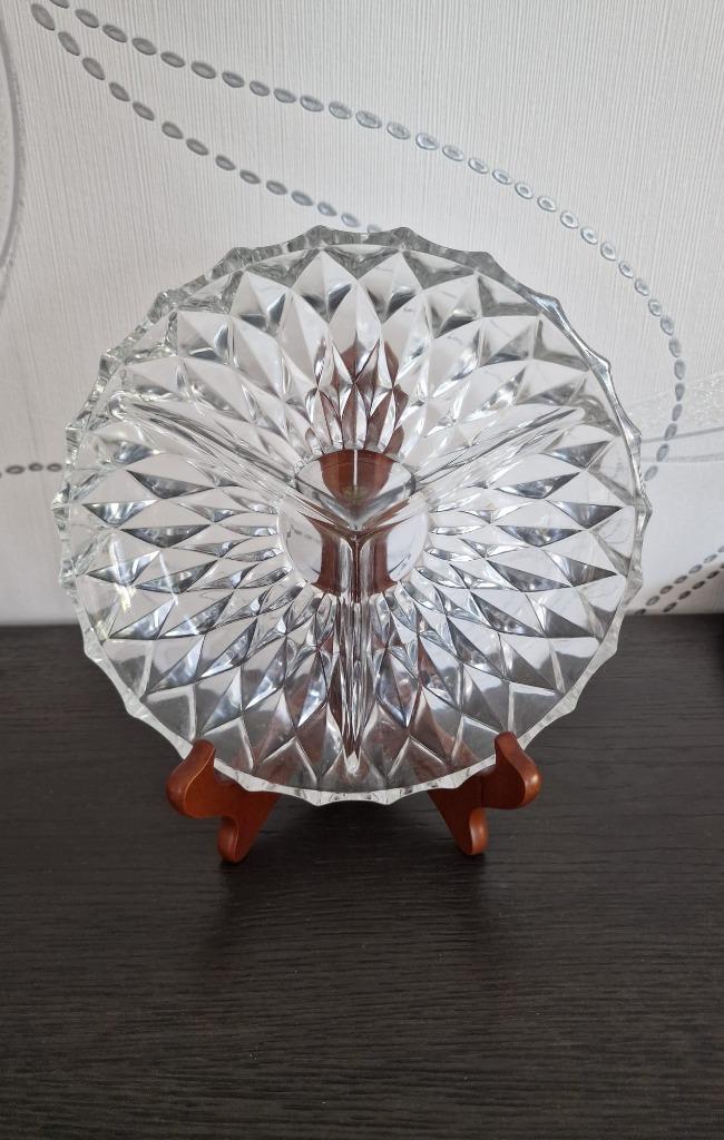 Vintage Glazen serveerschaal met 3 vakken, Antiek en Kunst, Antiek | Glaswerk en Kristal, Ophalen of Verzenden
