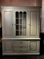 Massief houten vitrinekast (lichte eik) met schappen te koop, Ophalen, Zo goed als nieuw, Met lade(s)