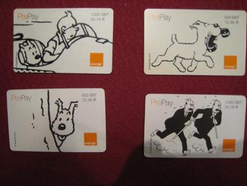 Telekaarten  x 4 PrePay  Orange Kuifje 2000 jaar Hergé beschikbaar voor biedingen