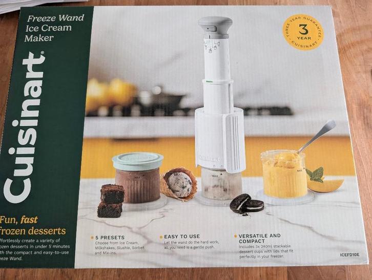 Cuisinart 5-in-1 Freeze wand IJsmachine, € 105, Electroménager, Machines à glace, Neuf, Élément de refroidissement, Enlèvement ou Envoi