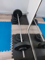 Barbell + set dumbells (en schijven) - samen of apart, Sport en Fitness, Ophalen, Zo goed als nieuw, Halterset