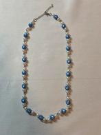 Ketting met roestvrij stalen zilver slotje., Overige materialen, Verstelbaar, Blauw, Nieuw