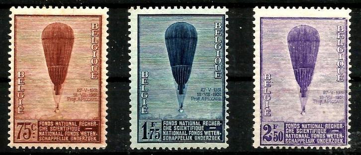1932 Ballon Piccard OBP353/5**, Postzegels en Munten, Postzegels | Europa | België, Postfris, Orginele gom, Luchtvaart, Zonder stempel