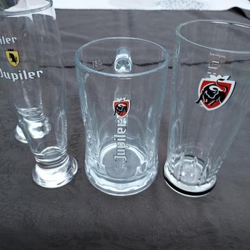 Jupiler 3 glazen Flut 25cl, 0,5bierpul , Tauro 33cl , 50j beschikbaar voor biedingen