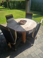 Teak l tafel met 4 stoelen bieden en ophalen, Tuin en Terras, Ophalen, 4 zitplaatsen, Gebruikt, Eettafel