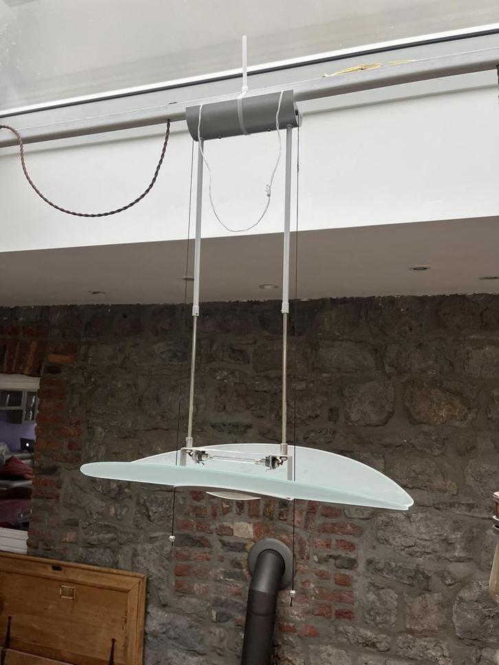 Suspension Lustre MASSIVE Métal & Verre, Huis en Inrichting, Lampen | Kroonluchters, Gebruikt, Glas, Metaal, Ophalen