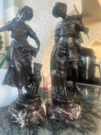 Bronzen herder en herderin met certificaat, Antiek en Kunst, Ophalen