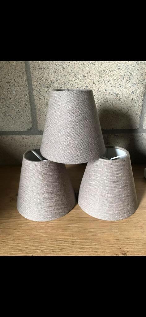 3 linnen lampenkapjes NIEUW!!!, Huis en Inrichting, Lampen | Lampenkappen, Nieuw, Minder dan 25 cm, Overige vormen, Grijs, Ophalen of Verzenden