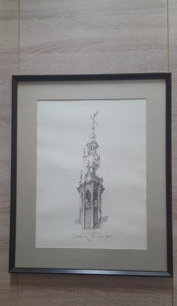 Zeldzame Litho Amandus Gent , handtekening potlood beschikbaar voor biedingen