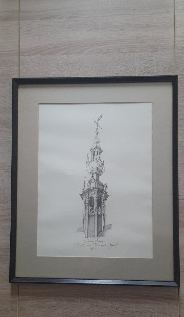 Zeldzame Litho Amandus Gent , handtekening potlood, Antiek en Kunst, Kunst | Litho's en Zeefdrukken, Ophalen of Verzenden