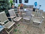 Ensemble de 4 chaises d'extérieur en teck. Pliable, Jardin & Terrasse, Chaises de jardin, Bois, Enlèvement, Utilisé