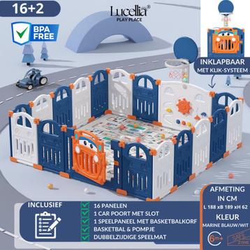 Lucellia opvouwbare plastic kinderbox met speelpaneel 2x2 m beschikbaar voor biedingen