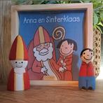 Anna en sinterklaas  2x houten popjes pegdoll + kadertje, Ophalen of Verzenden