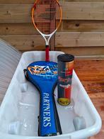 2 tennisraketten  + ballen  (in hoes met koffer), Sport en Fitness, Ophalen, Zo goed als nieuw, Ballen, Dunlop