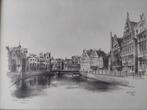 2 tekeningen ingekaderd - zicht Gent - door Miel Baert 1985, Antiek en Kunst, Ophalen