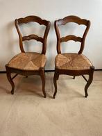Set van twee antieke houten stoelen met rieten zitting, Ophalen