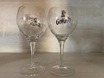 25/ Lot de 2 verres "Goliath" M16 - 0846 25cl, Enlèvement ou Envoi, Comme neuf, Verre à bière