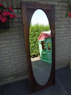 geslepen ovale spiegel spiegeldeur antiek eik hout 150 x 54, Antiek en Kunst, Antiek | Spiegels, 50 tot 100 cm, 150 tot 200 cm