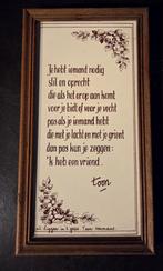 Tegel met houten kader met spreuk van Toon Hermans, Huis en Inrichting, Ophalen of Verzenden