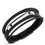 Stoere hippe leren mannen armband set zwart leder, Ophalen of Verzenden, Nieuw