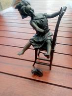 Bronzen beeld met kat, Franz Iffland, paris, Antiek en Kunst, Ophalen