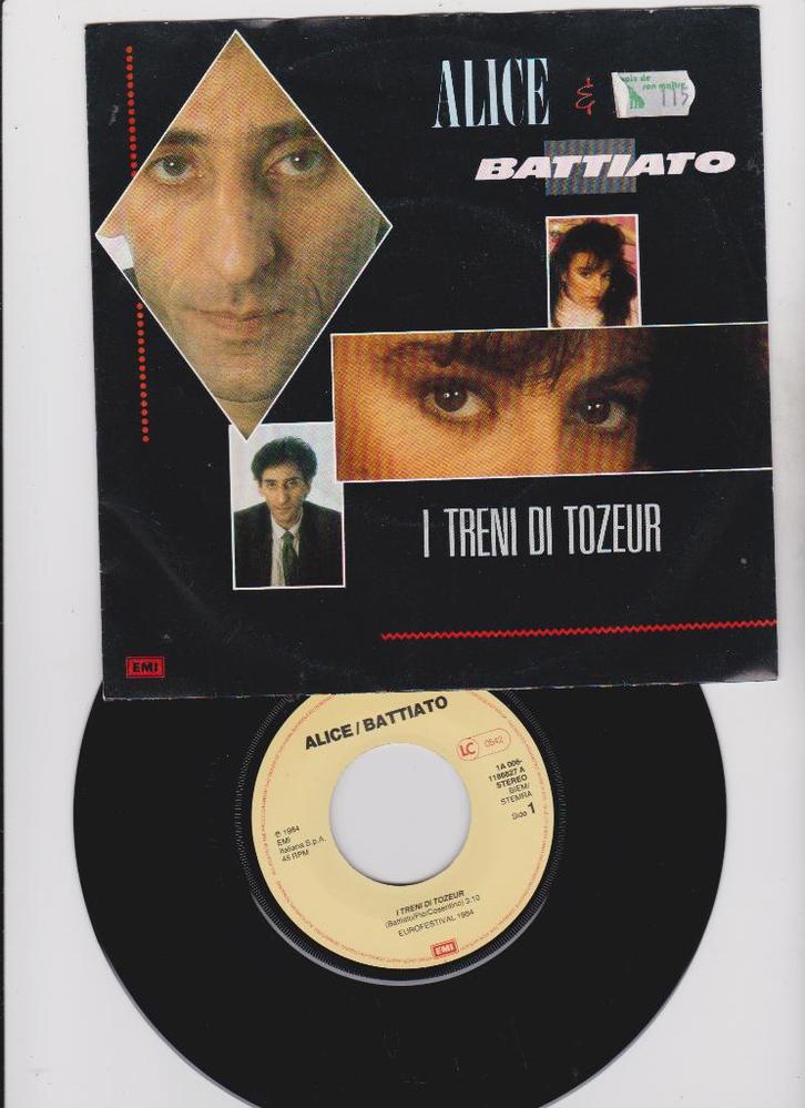 Alice  & Battiato – I Treni Di Tozeur  1984  MINT, CD & DVD, Vinyles Singles, Comme neuf, Single, Pop, 7 pouces, Enlèvement ou Envoi