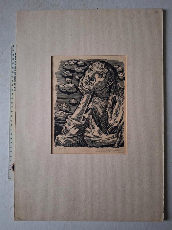 Originele houtsnede Hans Orlowski "De verloren zoon" 1946, Antiek en Kunst, Kunst | Etsen en Gravures, Ophalen of Verzenden