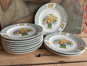11 assiettes plates corbeille fruits fleurs Leonardo, Enlèvement, Assiettes(s)