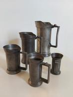 Lot de 5 cruches en étain., Enlèvement, Utilisé