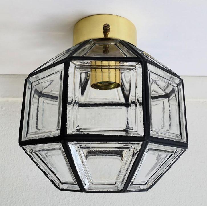 Vintage wandlamp Glashütte Limburg plafondlamp Art Deco, Huis en Inrichting, Lampen | Plafondlampen, Gebruikt, Ophalen of Verzenden