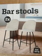 Tabourets de bar assise tissu beige et pied en metal noir, Avec repose-pieds, 4 tabourets, Comme neuf, Enlèvement