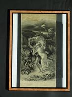 antieke zijde 'L' Orage' A. COT soie de LYON silk Romantisme, Antiek en Kunst, Ophalen of Verzenden