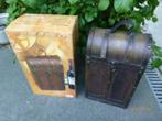 houten koffertjes-kisten met handvat-verpakking wijn, Gebruikt, Verzenden
