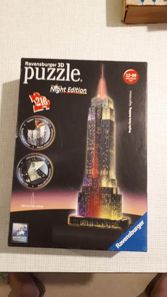 Puzzel 3D Empire state building night edition, Hobby en Vrije tijd, Denksport en Puzzels, Zo goed als nieuw, Rubik's of 3D-puzzel