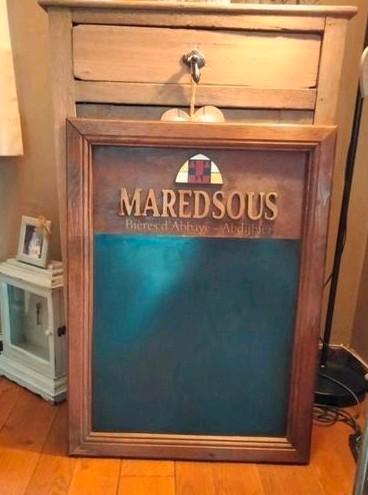 Bord, reclamebord Maredsous. Hout, krijt. 60x80cm, Verzamelen, Biermerken, Zo goed als nieuw, Duvel, Ophalen