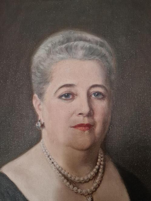 Portrait majestueux 'Dame en robe noire formelle' Fin de l'é, Antiquités & Art, Art | Peinture | Classique, Enlèvement ou Envoi