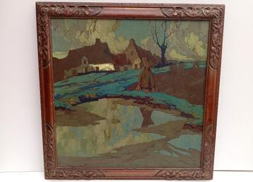 oud schilderij ( Achille Van Sassenbrouck ? ) beschikbaar voor biedingen