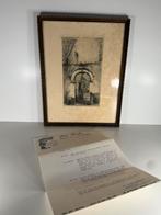 Ets Romain Malfliet - castrodreef Gent - met certificaat, Antiek en Kunst, Kunst | Etsen en Gravures, Verzenden