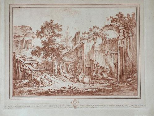 Gravure de Gilles Demarteau (1722—1776) - Avec filigrane, Antiquités & Art, Art | Eaux-fortes & Gravures, Enlèvement ou Envoi