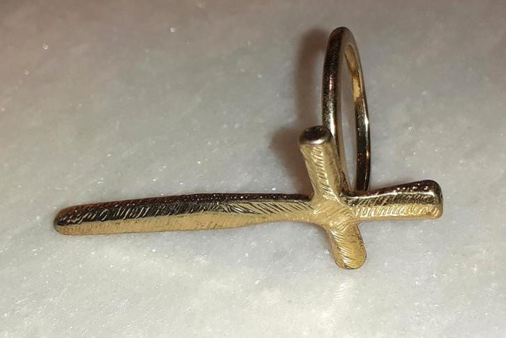 Herenring vintage groot kruis goud '90, Bijoux, Sacs & Beauté, Bagues, Neuf, Homme, 18 à 19, Or, Autres matériaux, Envoi