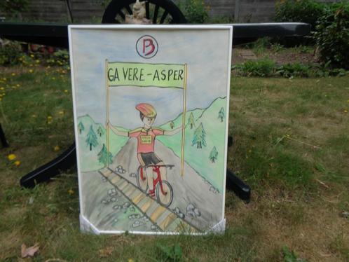 Tekening Gavere-Asper, Huis en Inrichting, Woonaccessoires | Schilderijen, Tekeningen en Foto's, Zo goed als nieuw, Tekening, 50 tot 75 cm