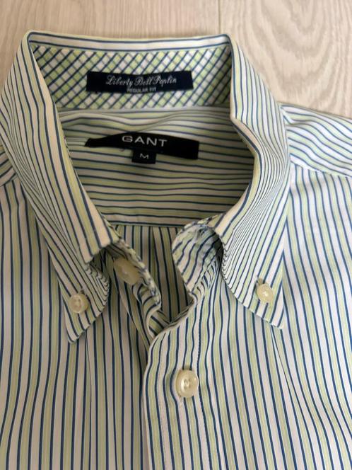 Hemd Gant  streep groen M, Kleding | Heren, Overhemden, Zo goed als nieuw, Halswijdte 39/40 (M), Groen, Ophalen of Verzenden