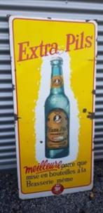 Oud emaillen reclame bord Extra pils Piedboeuf bier bieres, Reclamebord, Gebruikt, Ophalen