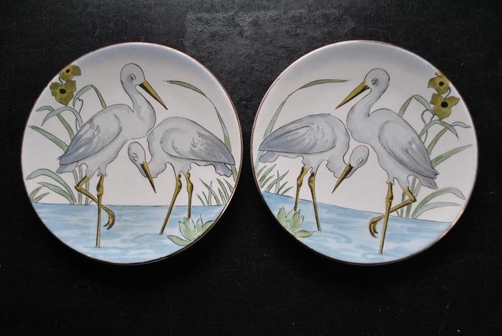 2 decoratieve Japanse borden 1900 Petrus Regout Maastricht, Antiek en Kunst, Antiek | Keramiek en Aardewerk, Ophalen of Verzenden