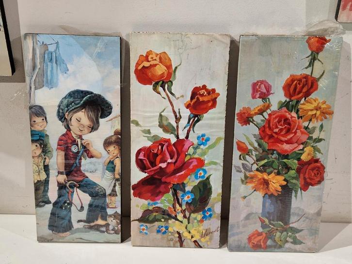 Set van 3 retro wanddecoratie,  jaren 60 70 . 33cm hoog, Verzamelen, Retro, Huis en Inrichting, Ophalen of Verzenden