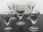 5 antieke glazen (2 voor sterke drank) Frankrijk ,19 eeuw, Antiek en Kunst, Antiek | Glaswerk en Kristal, Verzenden