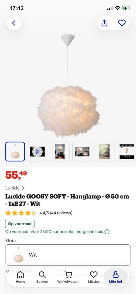 Lampe suspendue de la marque Lucide Goosy Soft blanche, Maison & Meubles, Lampes | Suspensions, Comme neuf, Tissus, Enlèvement
