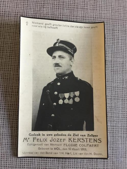 Oorlogsslachtoffer J.Kerstens  Mol Doodgeschoten 1945 WOII, Verzamelen, Bidprentjes en Rouwkaarten, Bidprentje, Ophalen of Verzenden