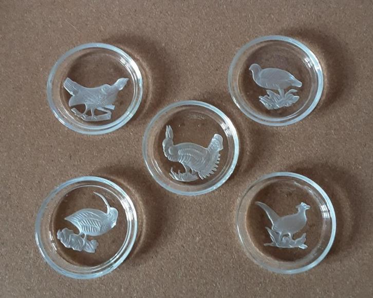5 sous-verres en cristal Val Saint-Lambert, Antiquités & Art, Antiquités | Verre & Cristal, Enlèvement ou Envoi