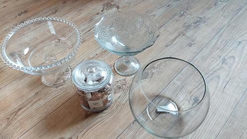 4 glazen kommen 1 stene kom 6 theelichthouder samen 5 euro, Huis en Inrichting, Woonaccessoires | Etagères, Zo goed als nieuw
